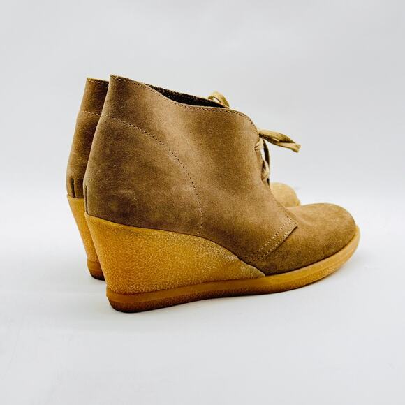 J Crew Ankle Boots Womens 8 Brown Suede Wedge Heels Chukka Booties Desert Shoes - Picture 8 of 12